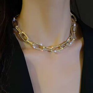 Metal Gold Plated Thick Chain Necklace Women's Internet Red Light Luxury